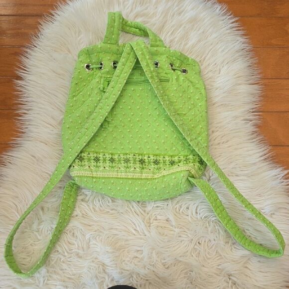 Green Quilted Patterned Backpack - Picture 4 of 6